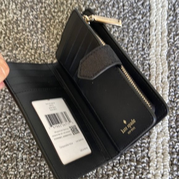 Kate Spade Shimmy Boxed Medium Compartment Wallet Black - Picture 7 of 16